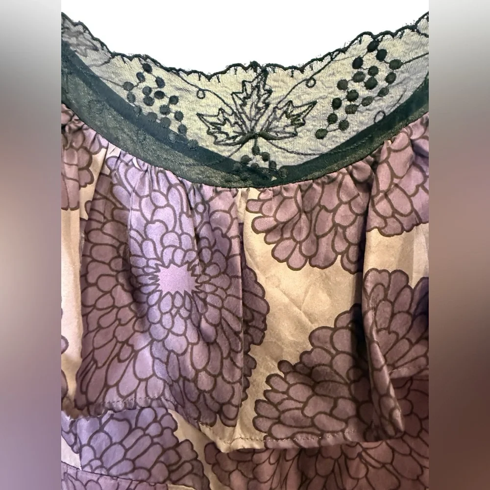 Lil for Anthropologie Cone What May Silk Floral Babydoll Dress sz 8